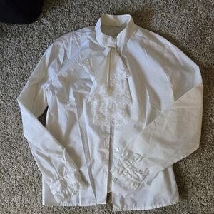 Men's White Dress Shirt with Lace Detail
